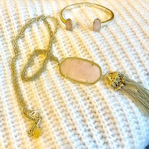 Kendra Scott Rose Quartz Gold Set